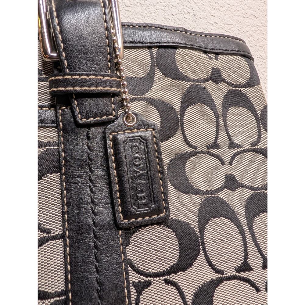 Coach Hamptons Signature F12645 Jacquard Tote Bag Black/Gray Preppy Shoulder - Picture 5 of 8
